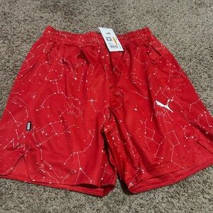 Puma Men's Red Starry Athletic Shorts